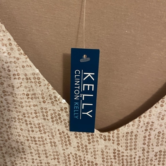 Sparkling SEQUINED SLEEVELESS TOP, KELLY By Clinton Kelly, Beige Size 1X‎ NEW - Picture 3 of 7